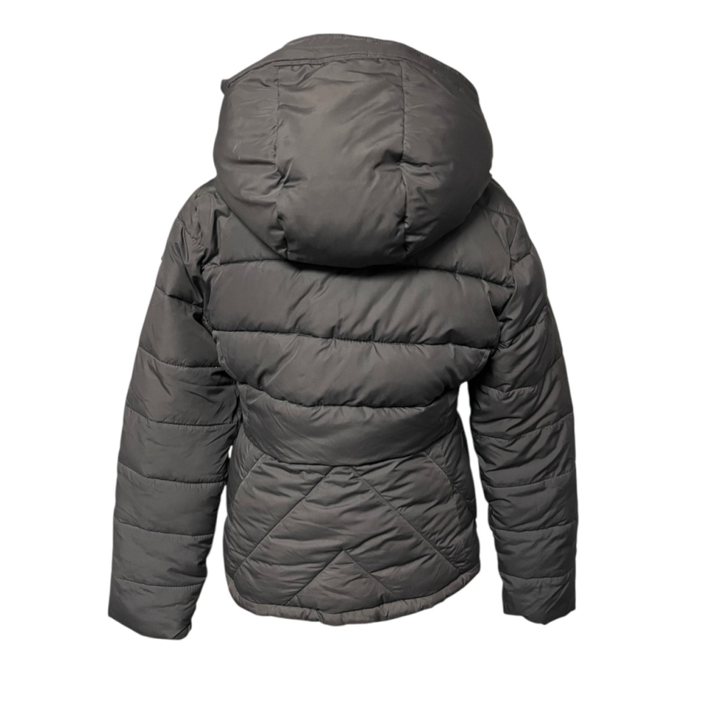 Hollister Gray Sherpa Lined Hooded Puffer Jacket Coat Size Medium - Picture 8 of 12